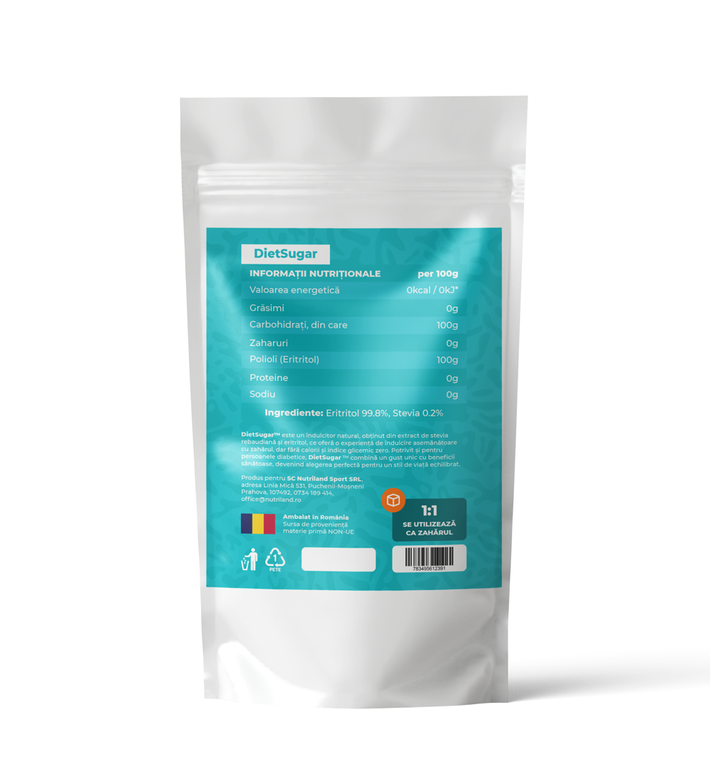 Diet Sugar, 1kg, Nutriland, Indulcitor Natural 0 Calorii, 0 Indice Glicemic | Alternativa Sanatoasa la Zahar