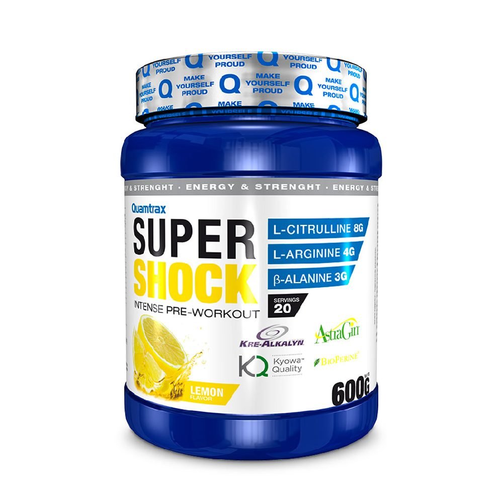 Pre-workout | Super Shock pre-workout, 600g, pudra, Quamtrax, Cu adaos de cofeina 0