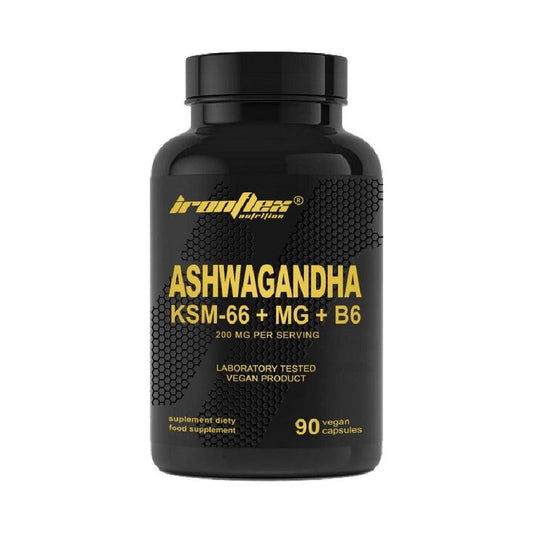 Ashwagandha KSM-66+MG+B6, 90 capsule, Ironflex, Supliment alimentar anti-stres