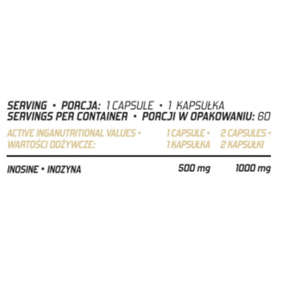 Inozina 500mg, 60 capsule, Evolite Nutrition, Supliment alimentar pentru sanatate