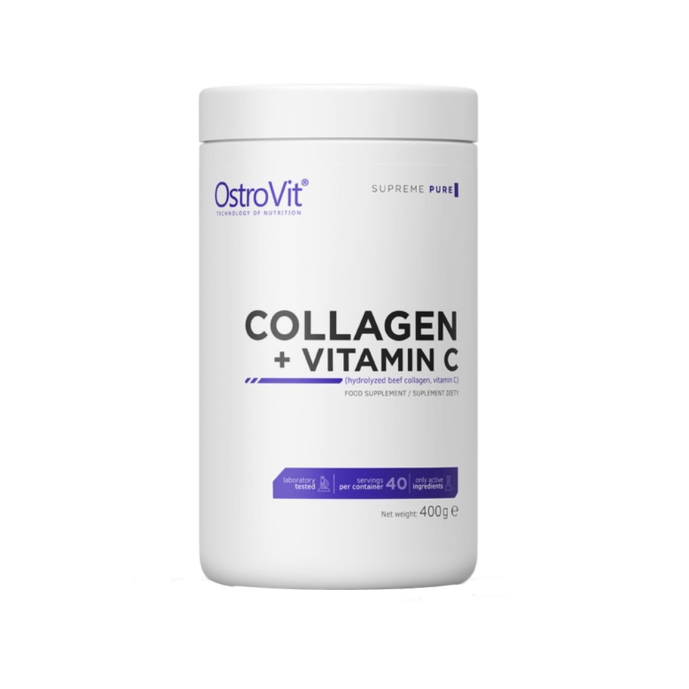 Colagen | Colagen + Vitamina C 400g, pudra puritate inalta, Ostrovit, Supliment alimentar pentru oase, articulatii si piele 0