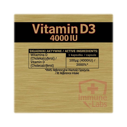 Vitamina D3 4000UI, 250 capsule, Immune Labs, Supliment alimentar pentru imunitate